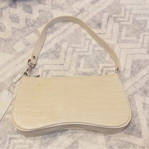 Cream Crocodile-Embossed Women's Bag